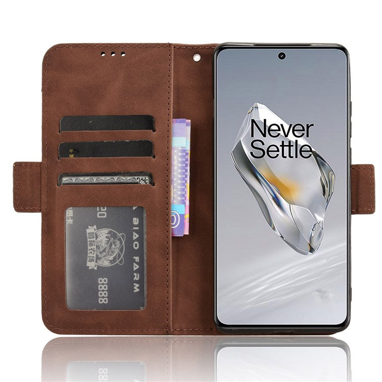 Leather Phone Shell for OnePlus 12 5G Case Multiple Card Slots Wallet Cellphone Cover - Brown
