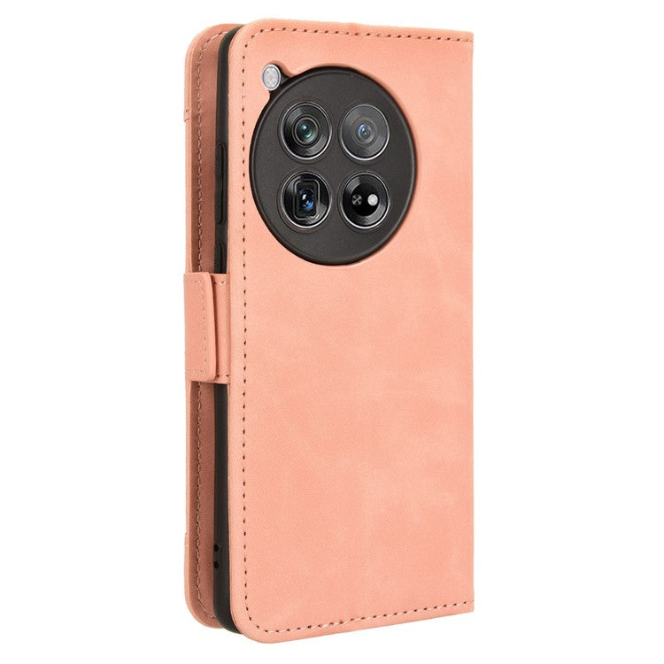 Leather Phone Shell for OnePlus 12 5G Case Multiple Card Slots Wallet Cellphone Cover - Pink
