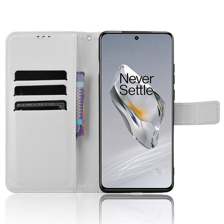 For OnePlus 12 5G Shockproof Mobile Phone Case PU Leather Stand Cover - White