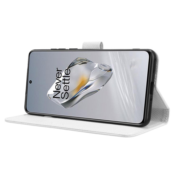 For OnePlus 12 5G Shockproof Mobile Phone Case PU Leather Stand Cover - White