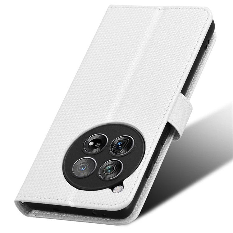 For OnePlus 12 5G Shockproof Mobile Phone Case PU Leather Stand Cover - White