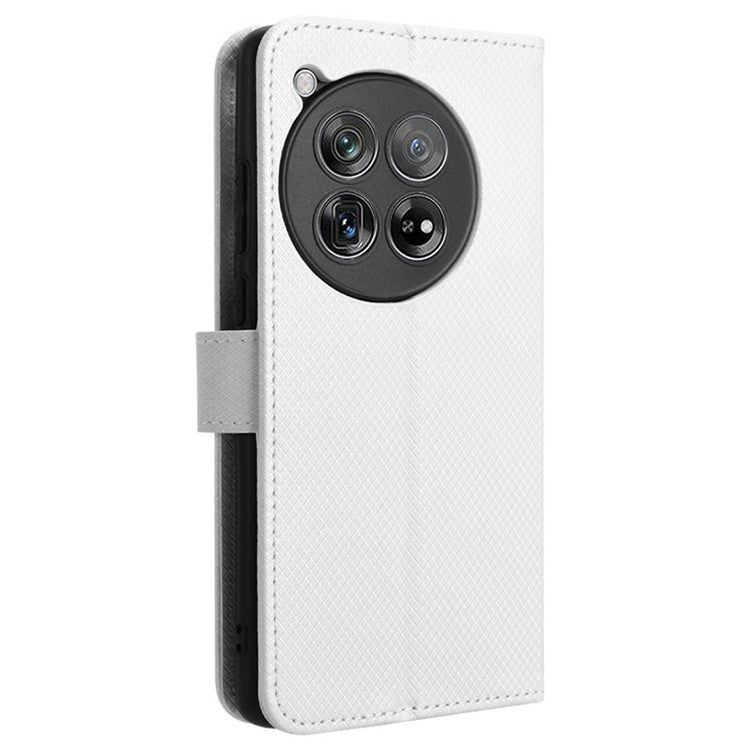 For OnePlus 12 5G Shockproof Mobile Phone Case PU Leather Stand Cover - White
