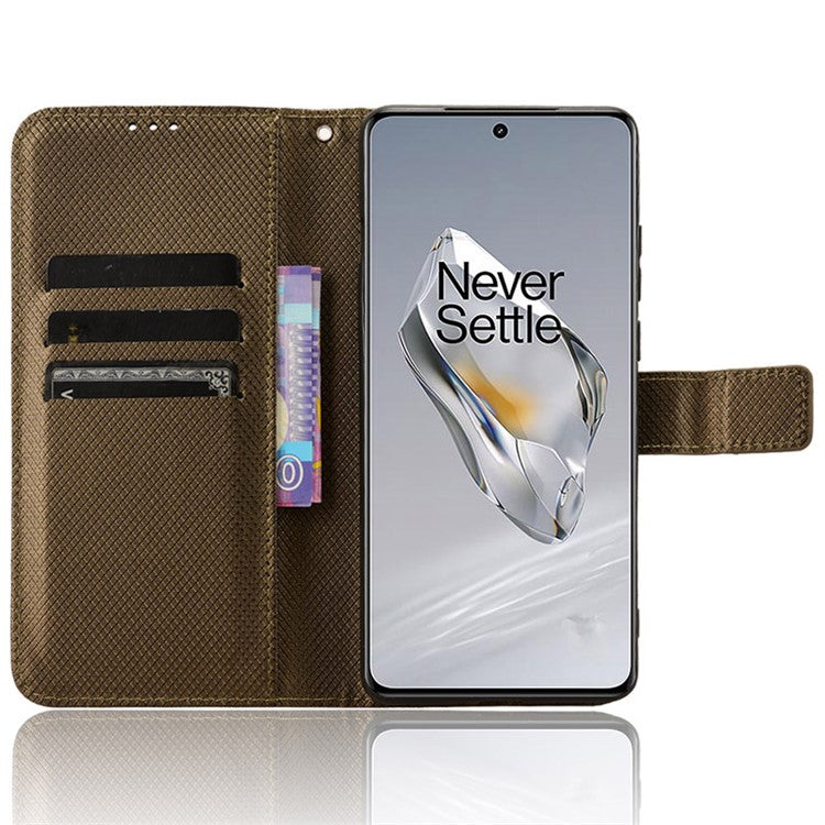 For OnePlus 12 5G Shockproof Mobile Phone Case PU Leather Stand Cover - Brown