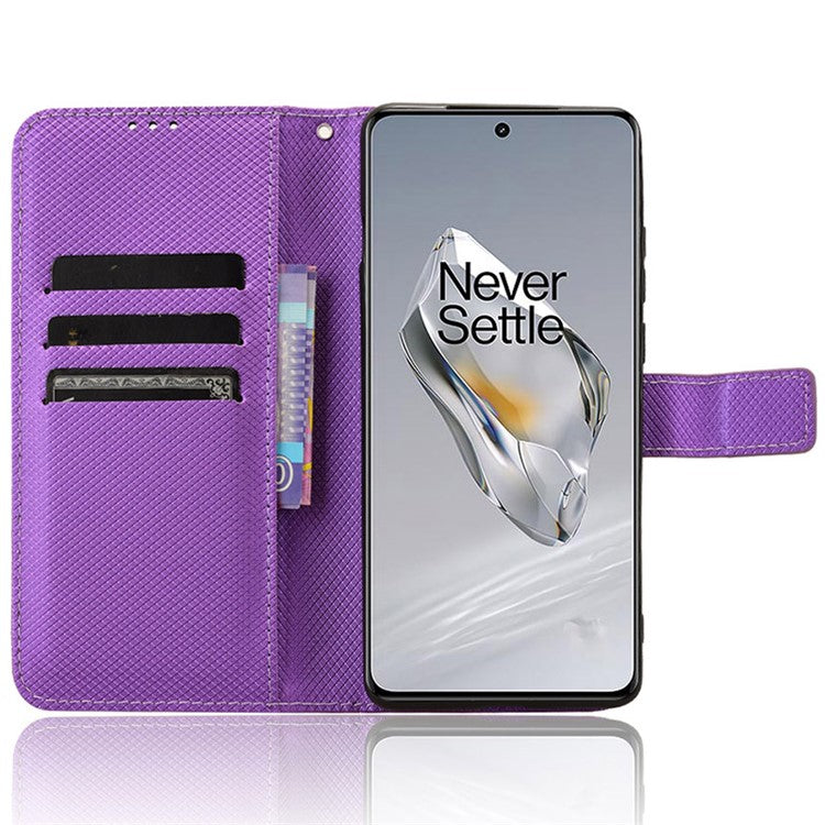 For OnePlus 12 5G Shockproof Mobile Phone Case PU Leather Stand Cover - Purple