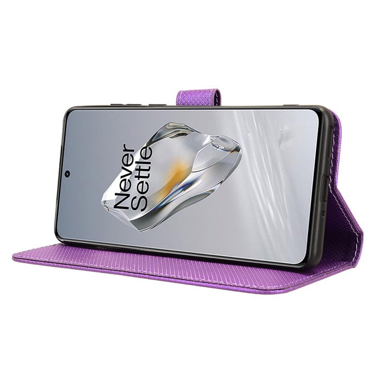 For OnePlus 12 5G Shockproof Mobile Phone Case PU Leather Stand Cover - Purple