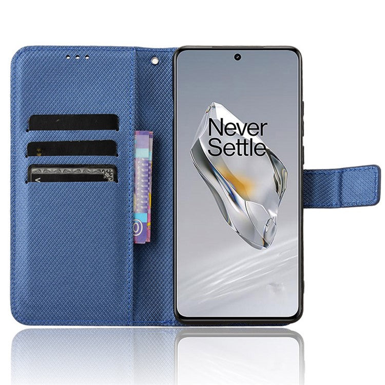 For OnePlus 12 5G Shockproof Mobile Phone Case PU Leather Stand Cover - Blue