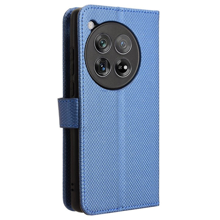 For OnePlus 12 5G Shockproof Mobile Phone Case PU Leather Stand Cover - Blue