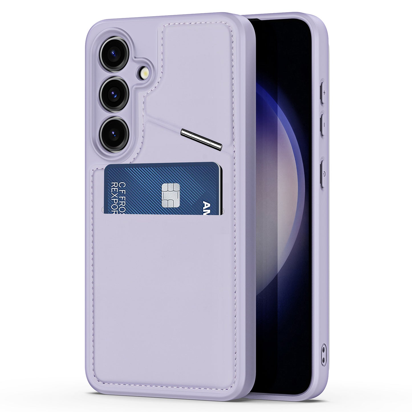 DUX DUCIS Rafi II Series for Samsung Galaxy S24 RFID Blocking Case Card Holder Kickstand Phone Cover - Purple