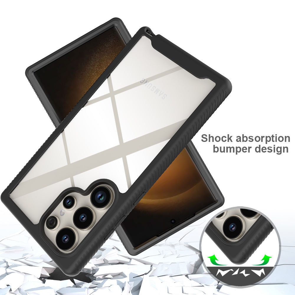 For Samsung Galaxy S24 Ultra Case Shock Absorbing PC+TPU Phone Guard Cover - Rose