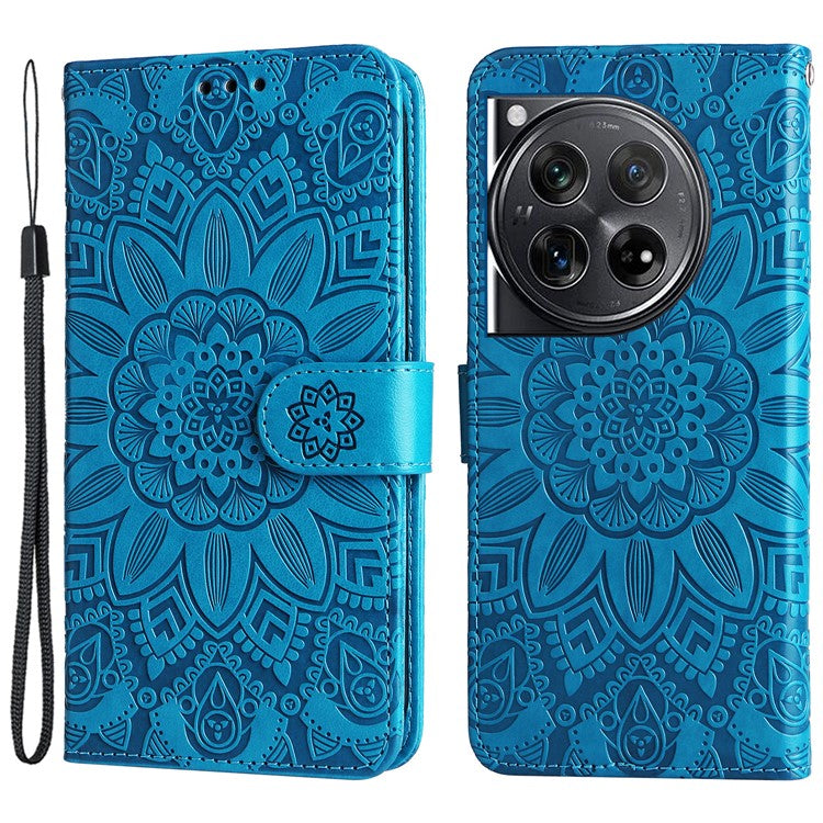 For OnePlus 12 5G PU Leather Phone Case Wallet Phone Stand Cover - Blue