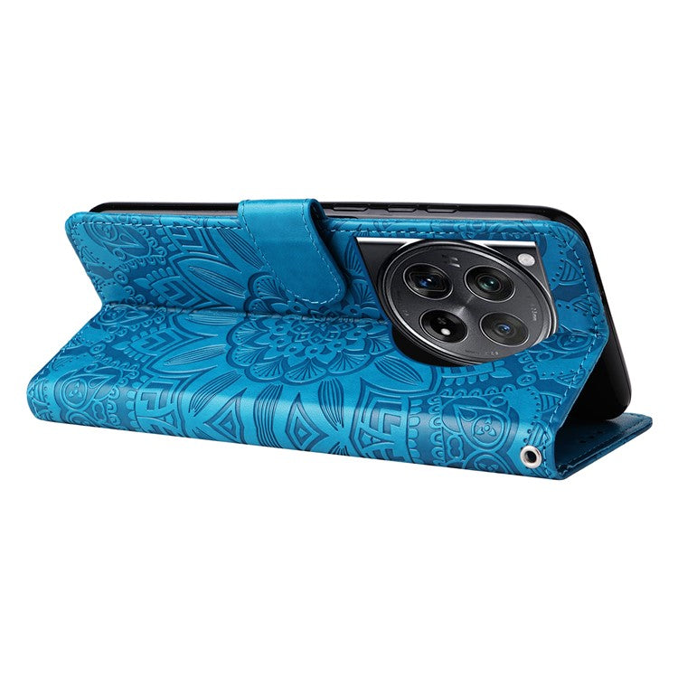 For OnePlus 12 5G PU Leather Phone Case Wallet Phone Stand Cover - Blue