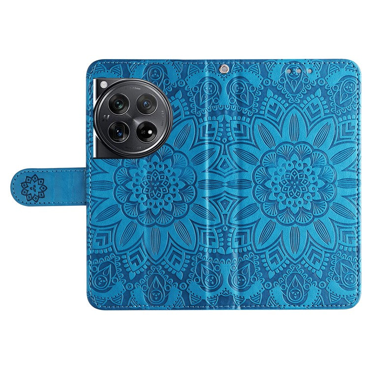 For OnePlus 12 5G PU Leather Phone Case Wallet Phone Stand Cover - Blue