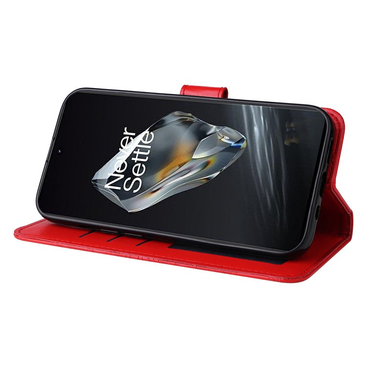 For OnePlus 12 5G PU Leather Phone Case Wallet Phone Stand Cover - Red