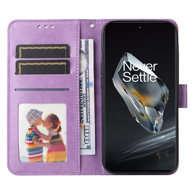For OnePlus 12 5G PU Leather Phone Case Wallet Phone Stand Cover - Purple