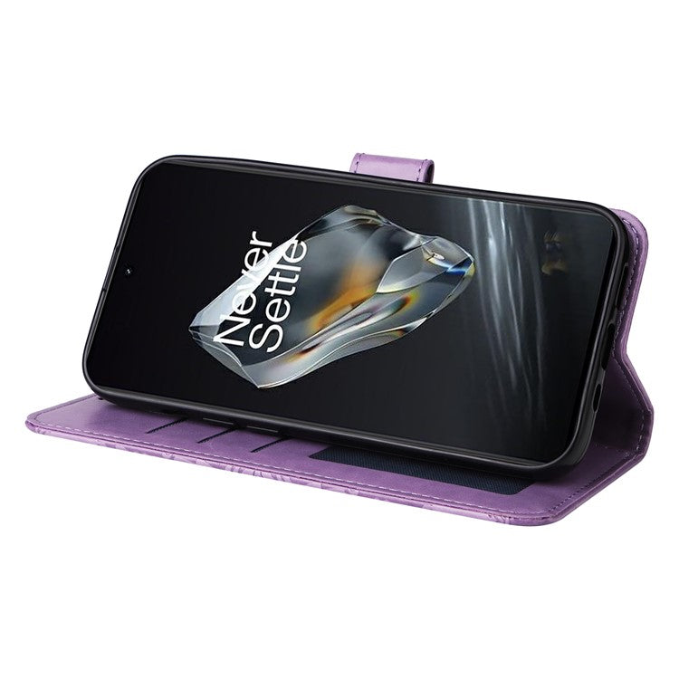 For OnePlus 12 5G PU Leather Phone Case Wallet Phone Stand Cover - Purple
