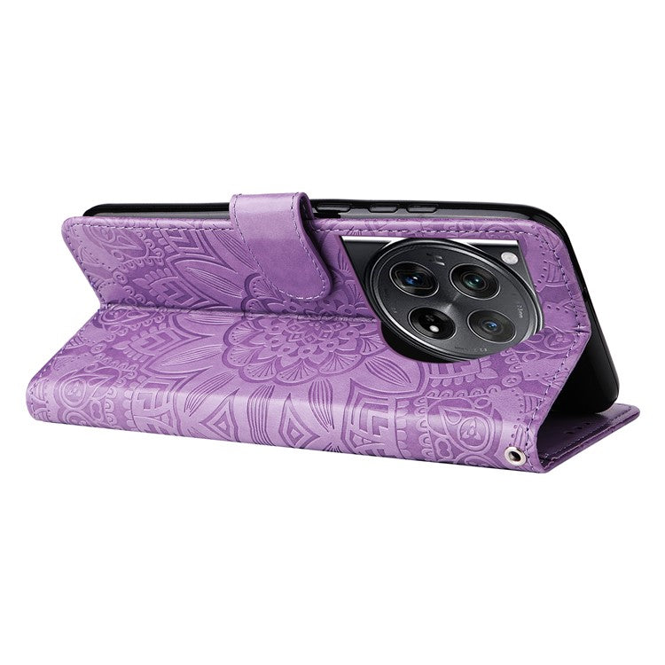 For OnePlus 12 5G PU Leather Phone Case Wallet Phone Stand Cover - Purple