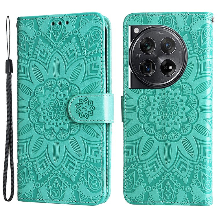 For OnePlus 12 5G PU Leather Phone Case Wallet Phone Stand Cover - Green