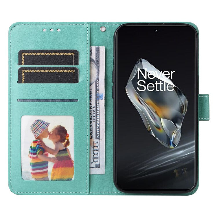 For OnePlus 12 5G PU Leather Phone Case Wallet Phone Stand Cover - Green
