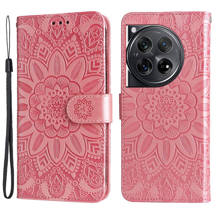 For OnePlus 12 5G PU Leather Phone Case Wallet Phone Stand Cover - Pink