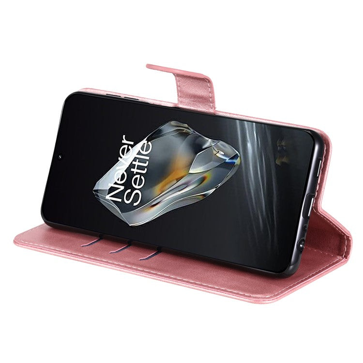 For OnePlus 12 5G Case Zipper Pocket Wallet Stand Calf Texture Phone Leather Cover - Pink