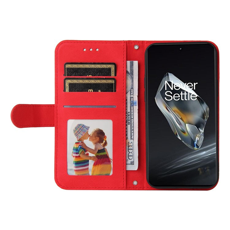 For OnePlus 12 5G Cell Phone Case PU Leather Skin-Touch Feeling Cover Wallet - Red