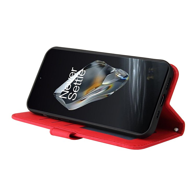 For OnePlus 12 5G Cell Phone Case PU Leather Skin-Touch Feeling Cover Wallet - Red