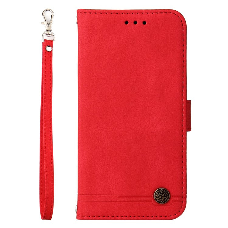 For OnePlus 12 5G Cell Phone Case PU Leather Skin-Touch Feeling Cover Wallet - Red