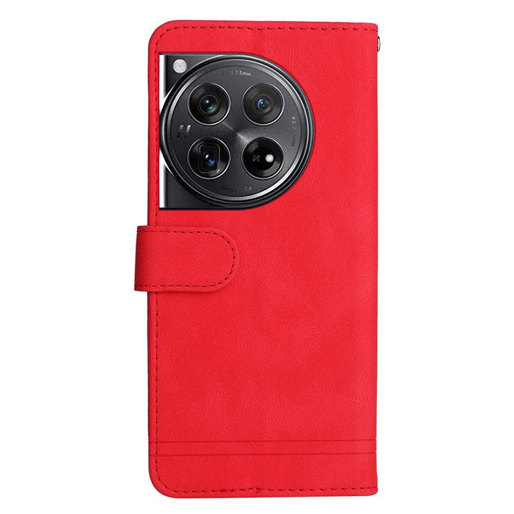 For OnePlus 12 5G Cell Phone Case PU Leather Skin-Touch Feeling Cover Wallet - Red