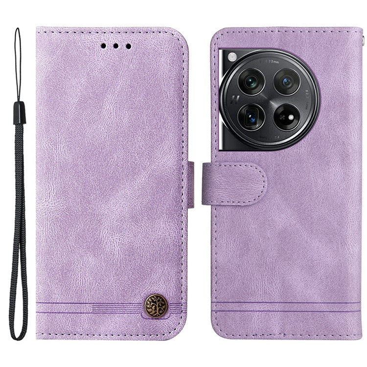 For OnePlus 12 5G Cell Phone Case PU Leather Skin-Touch Feeling Cover Wallet - Purple