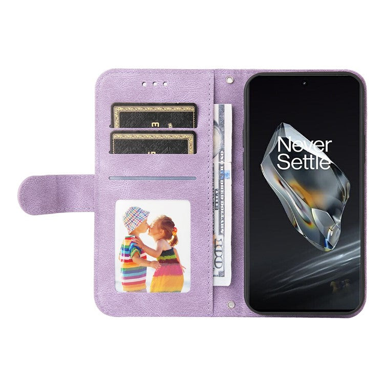 For OnePlus 12 5G Cell Phone Case PU Leather Skin-Touch Feeling Cover Wallet - Purple