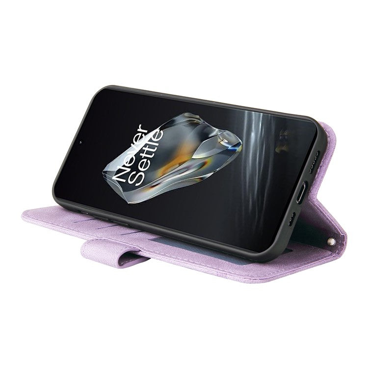 For OnePlus 12 5G Cell Phone Case PU Leather Skin-Touch Feeling Cover Wallet - Purple