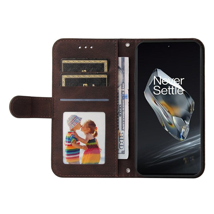 For OnePlus 12 5G Cell Phone Case PU Leather Skin-Touch Feeling Cover Wallet - Brown