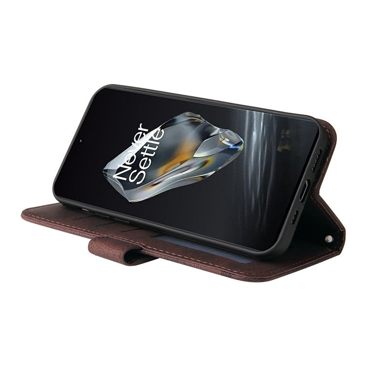 For OnePlus 12 5G Cell Phone Case PU Leather Skin-Touch Feeling Cover Wallet - Brown