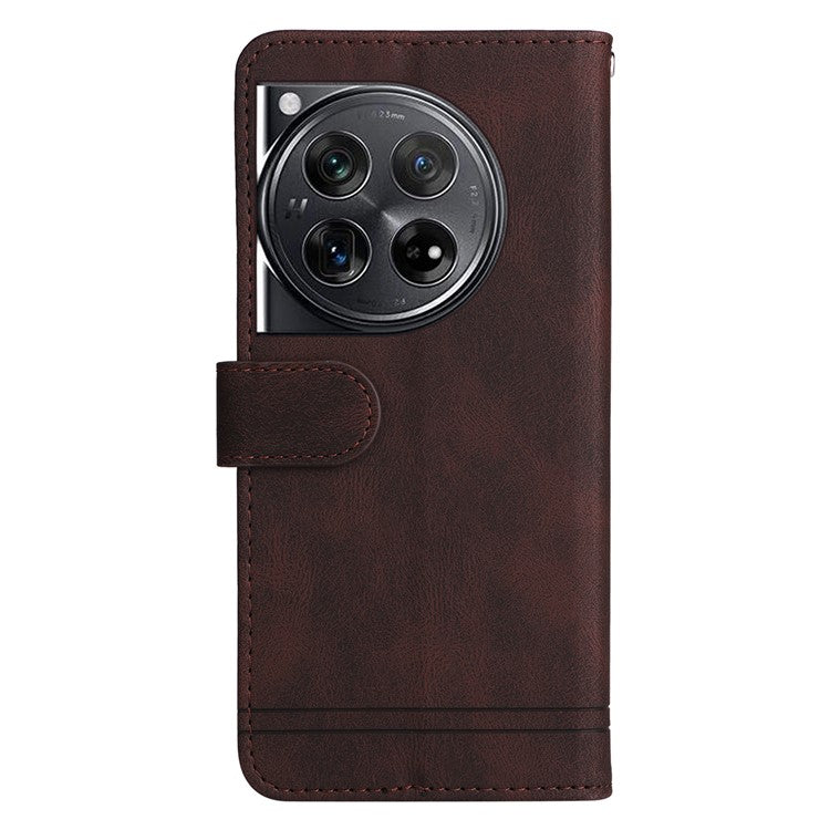 For OnePlus 12 5G Cell Phone Case PU Leather Skin-Touch Feeling Cover Wallet - Brown