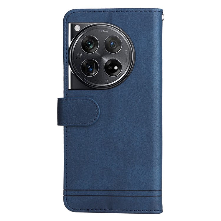 For OnePlus 12 5G Cell Phone Case PU Leather Skin-Touch Feeling Cover Wallet - Blue