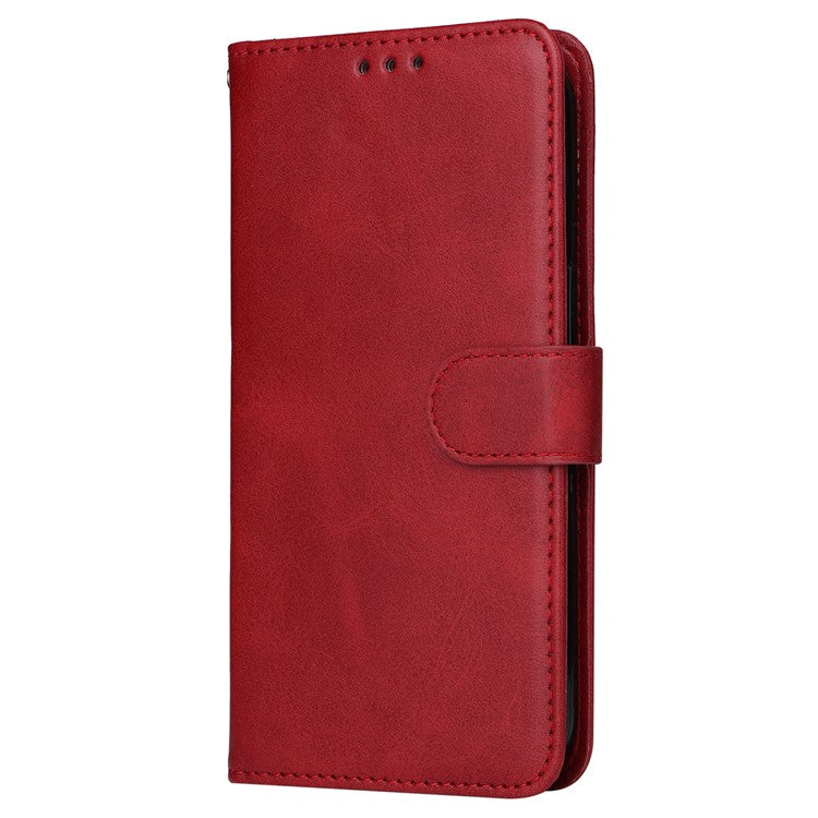 For OnePlus 12 5G Cell Phone Case Wrist Strap Leather Phone Cover Wallet with Stand - Red