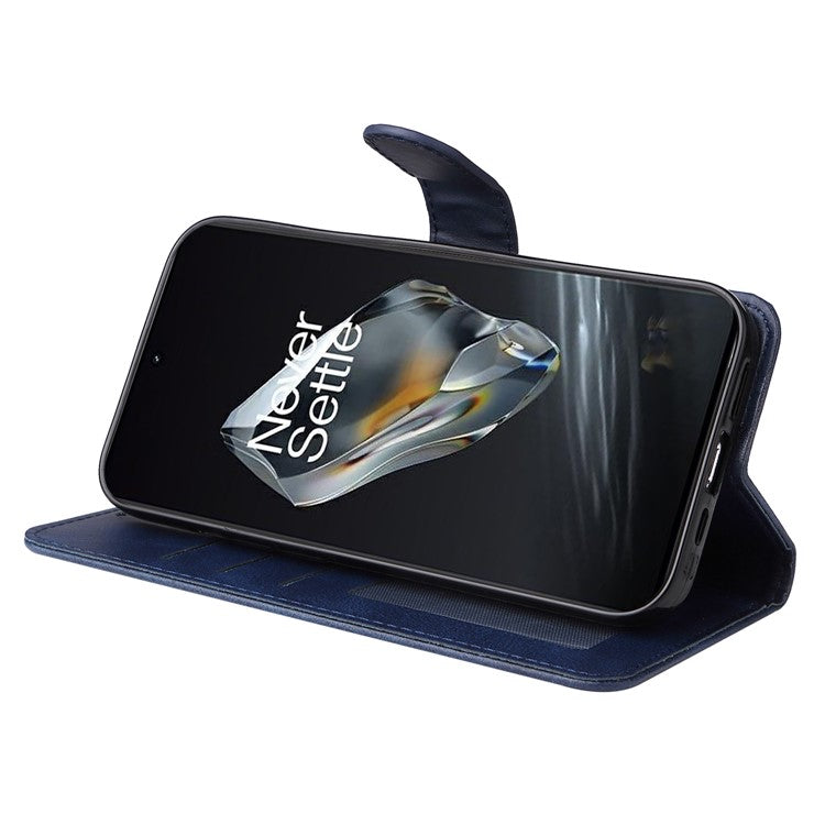 For OnePlus 12 5G Cell Phone Case Wrist Strap Leather Phone Cover Wallet with Stand - Blue