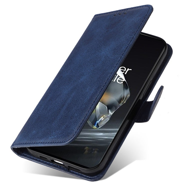 For OnePlus 12 5G Cell Phone Case Wrist Strap Leather Phone Cover Wallet with Stand - Blue