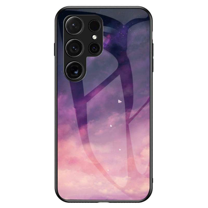 For Samsung Galaxy S24 Ultra Case Starry Sky Pattern Tempered Glass+PC+TPU Phone Cover - Dream Starry Sky