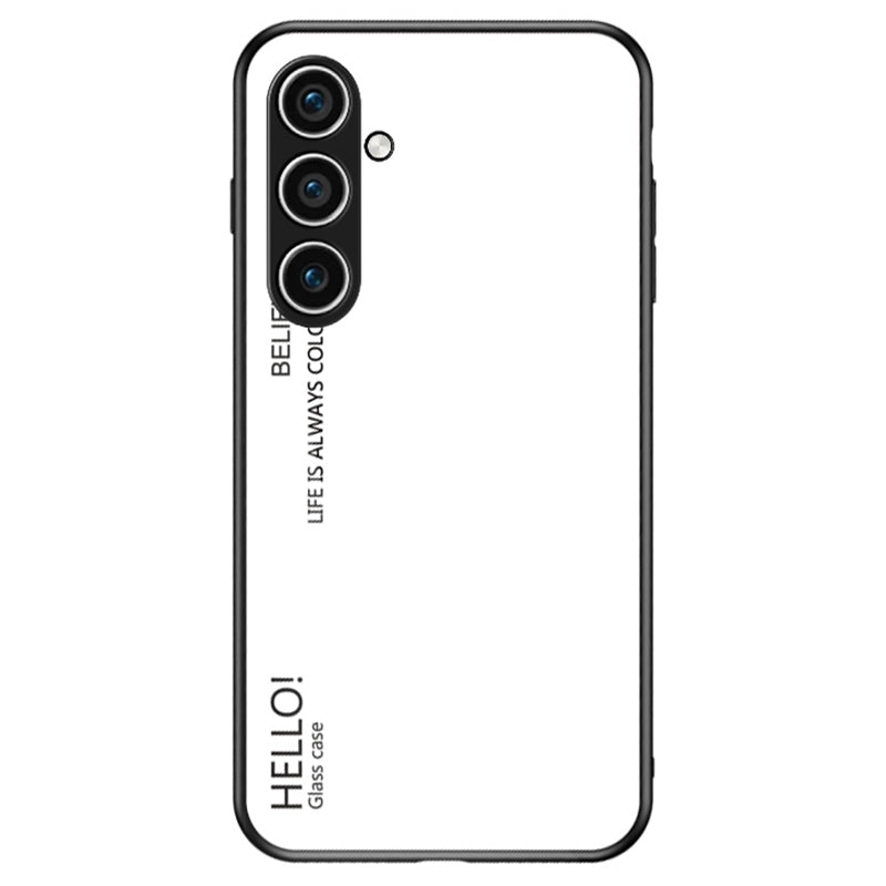 For Samsung Galaxy S24 Phone Cover Gradient Tempered Glass Back Cover - White