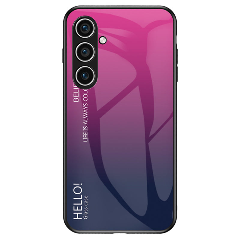 For Samsung Galaxy S24 Phone Cover Gradient Tempered Glass Back Cover - Gradient Rose