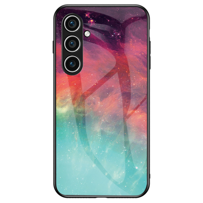 For Samsung Galaxy S24 Cell Phone Case Tempered Glass+PC+TPU Starry Sky Pattern Shell - Color Starry Sky