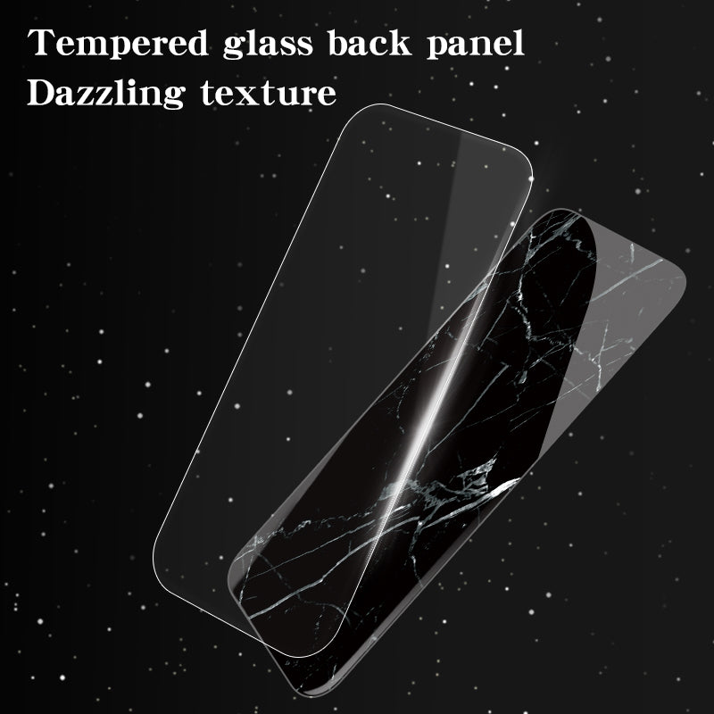 Marble Pattern Case for Samsung Galaxy S24+ Cover Slim-Fit Tempered Glass+PC+TPU Phone Shell - White Marble