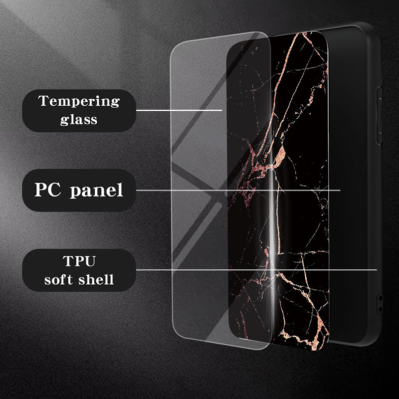 For Samsung Galaxy S24 Ultra Case Anti-dust Tempered Glass+PC+TPU Cover with Printed Marble Pattern - Blood Red Marble