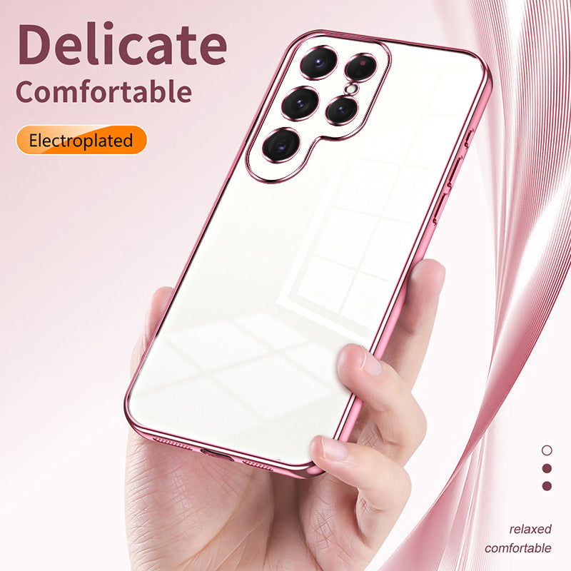 For Samsung Galaxy S24 Ultra TPU Phone Case Electroplated Frame Protective Cover - Silver