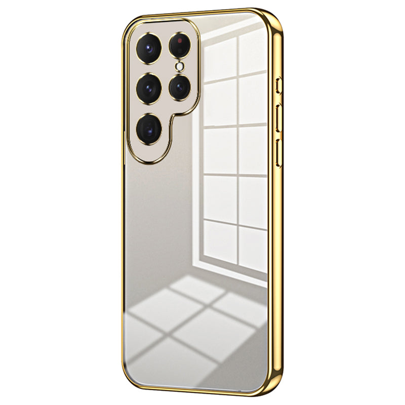 For Samsung Galaxy S24 Ultra TPU Phone Case Electroplated Frame Protective Cover - Gold