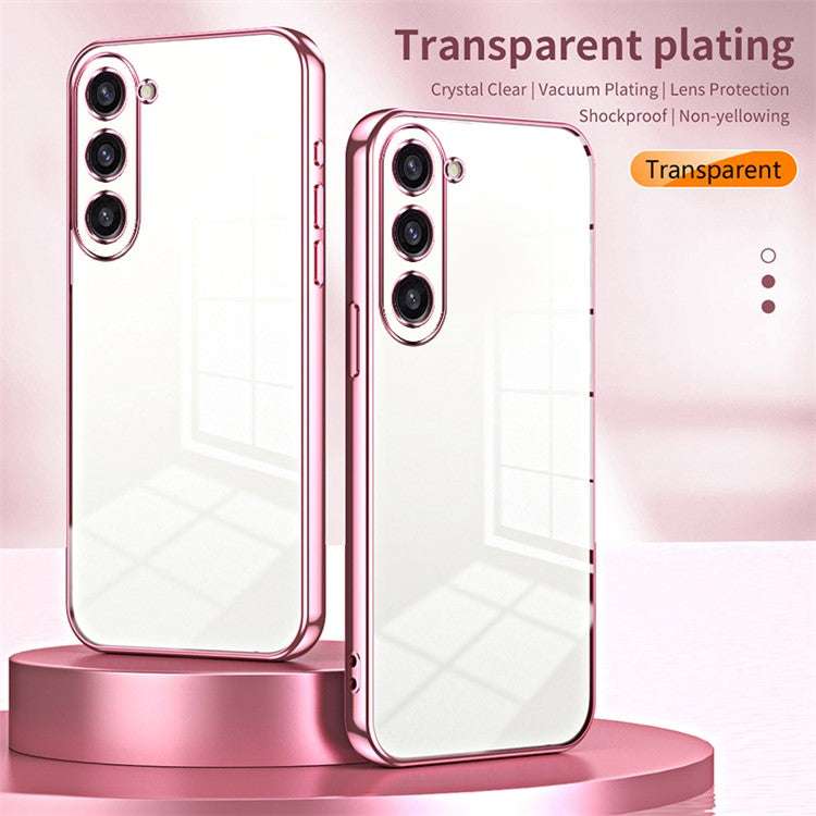 For Samsung Galaxy S23+ Protective Case Electroplating TPU Phone Cover - Transparent