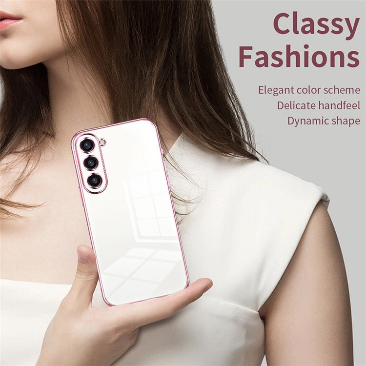 For Samsung Galaxy S23+ Protective Case Electroplating TPU Phone Cover - Transparent