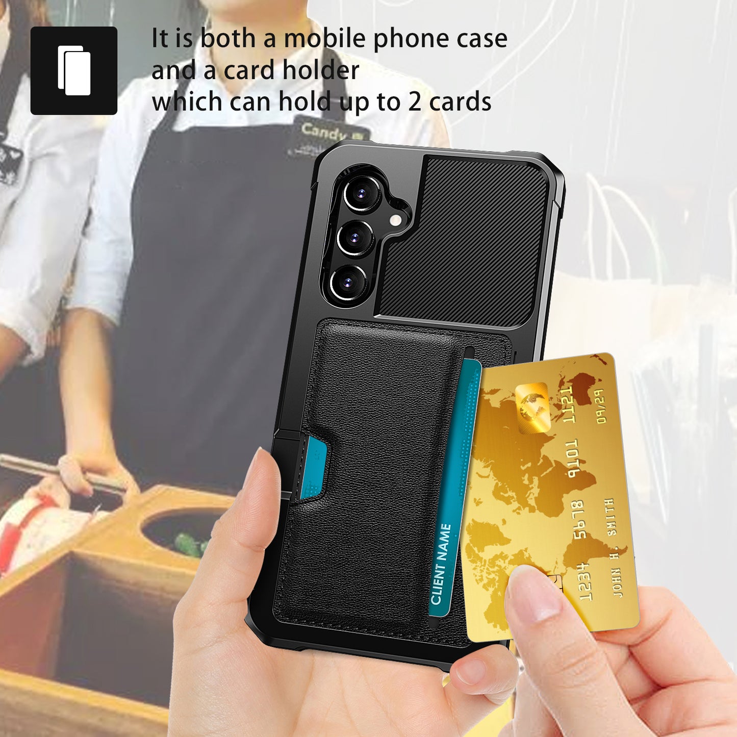 For Samsung Galaxy S24 Phone Case ZM02 Leather+TPU Card Slot Cover