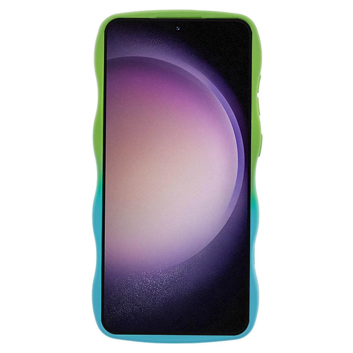 JTW Series for Samsung Galaxy S24+ Dual Color Rubberized TPU Case with Wavy Edge - Green+Baby Blue